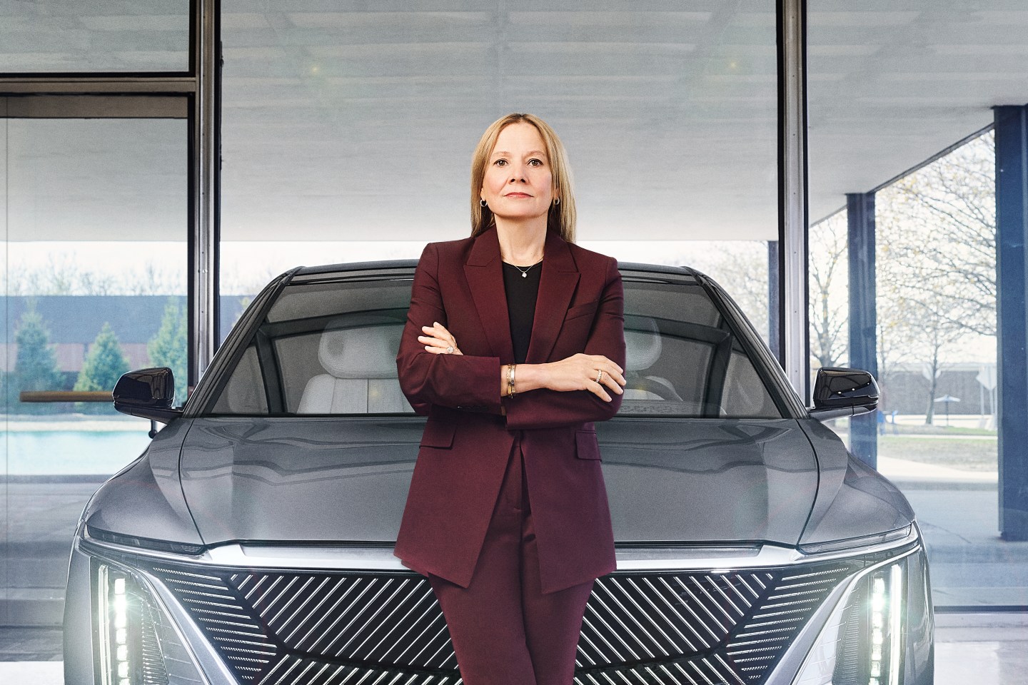 GM CEO Mary Barra photographed at GM&#039;s Design Center with the Cadillac LYRIQ ev on May 4, 2022 in Detroit, Michigan.
Spencer Lowell for Fortune